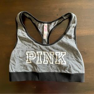 PINK Gray Racerback Sports Bra Size M